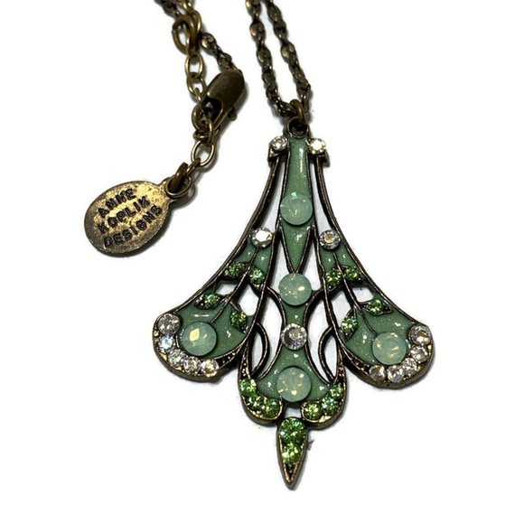 Anne Koplik Designs Jewelry - Anne Koplik Designs green enamel art deco necklace